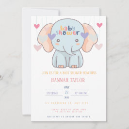 Adorable Elephant Baby Shower Invitation Inbjudningar