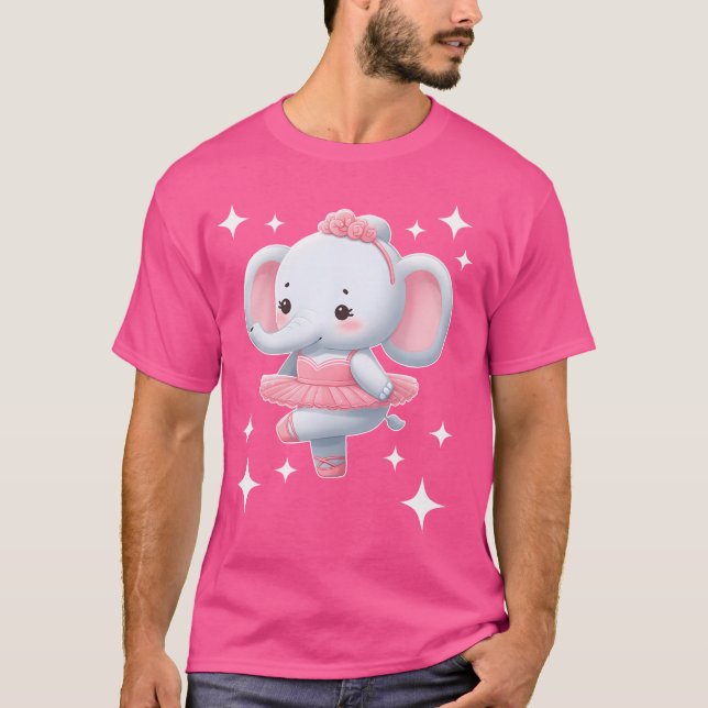 Adorable Elephant Ballerina Dancing Art T Shirt (Framsida)