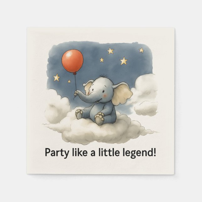 🎈Adorable Elephant Celebration Napkins 🐘✨ Pappersservett (Framsidan)
