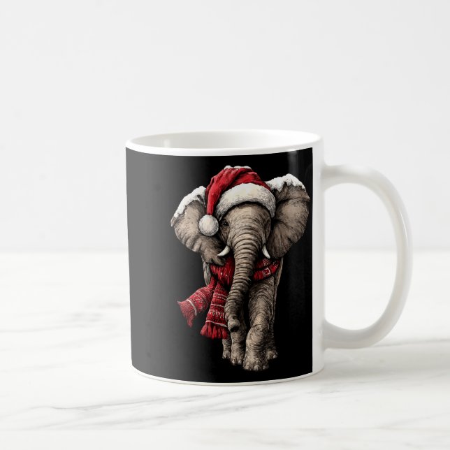 Adorable Elephant In Santa Hat Snowy Winter Christ Kaffemugg (Höger)