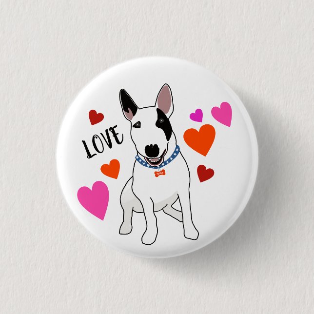 Adorable English Bull Terrier sends his love Knapp (Framsida)
