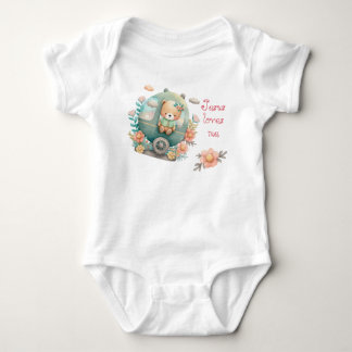 Adorable Faith Pastel Quaint Bear Pram Floral Name T Shirt