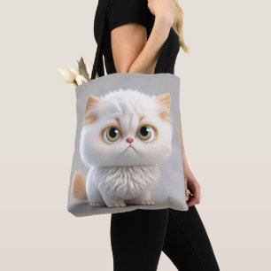 ADORABLE FANTASY WHITCAT with BUFF ÖRON BIG ÖGON Tygkasse
