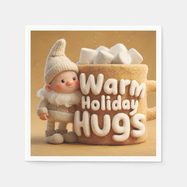 Adorable Felt Gnome with Marshmallow Mug  Pappersservett (Framsidan)