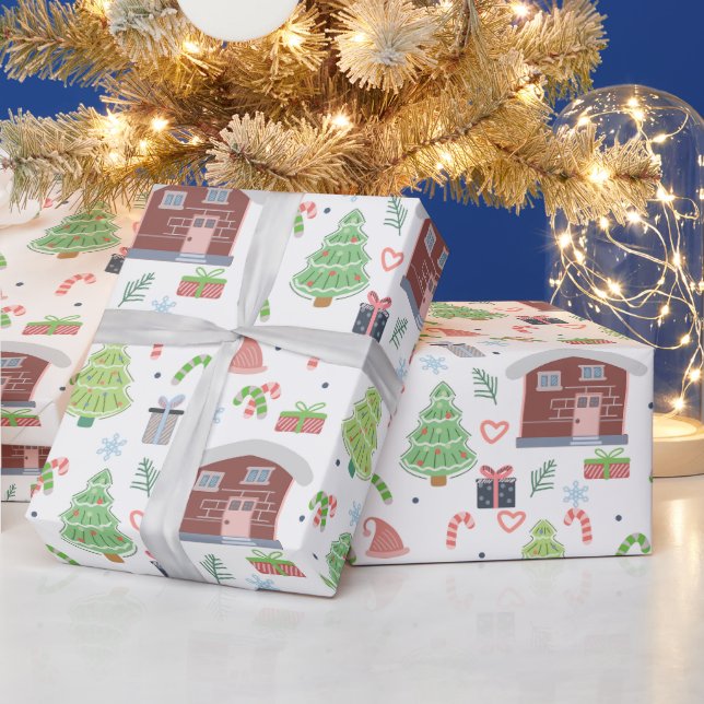 Adorable Festive Christmas Pattern Presentpapper (Helgdagar)