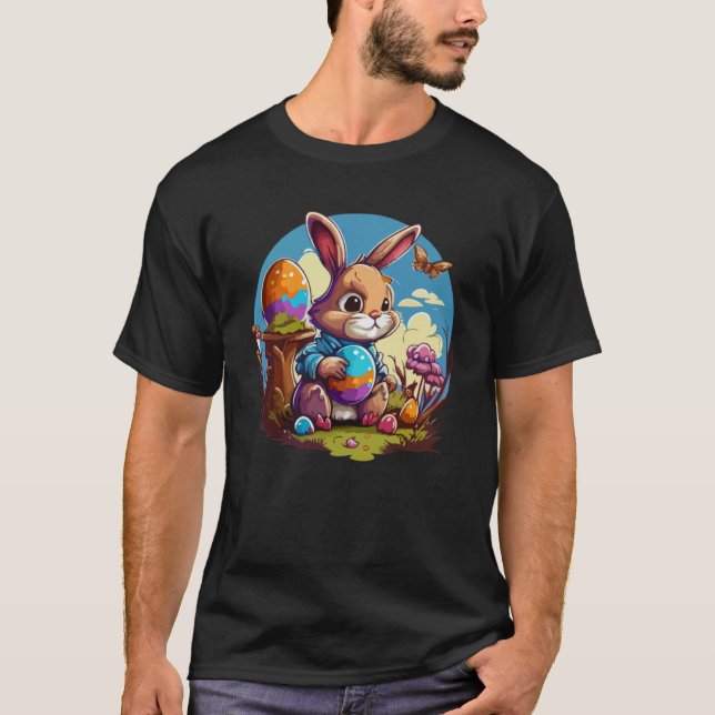 Adorable Festive Easter Kids Cute Easter Bunny Gra T Shirt (Framsida)
