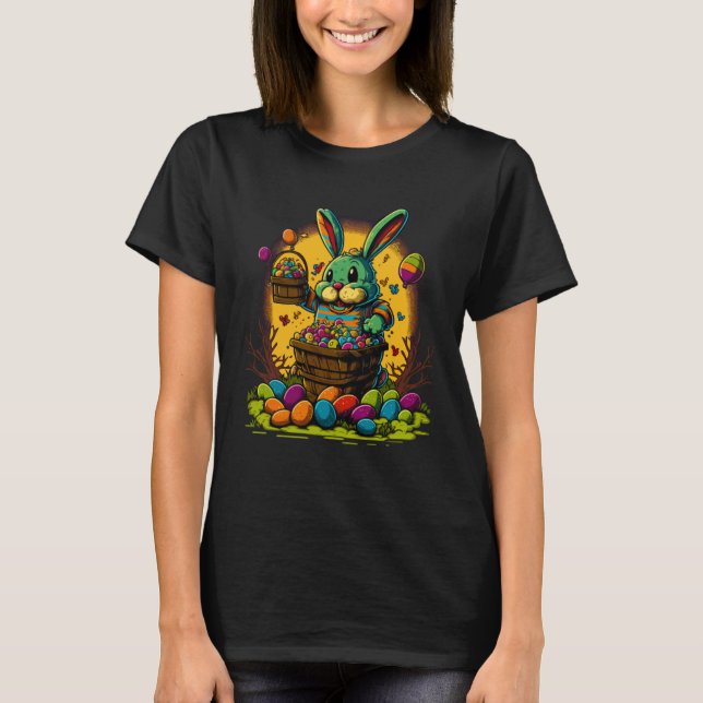 Adorable Festive Easter Kids Cute Easter Bunny Gra T Shirt (Framsida)
