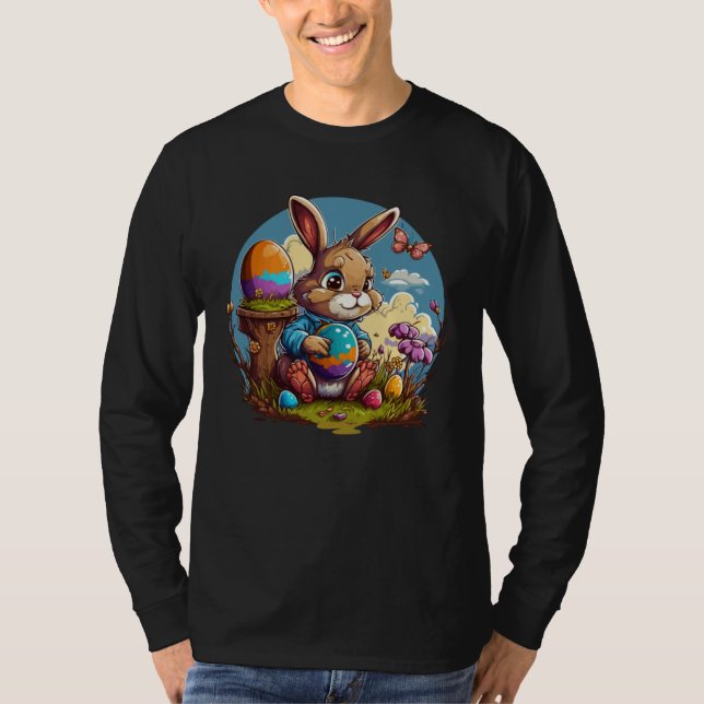 Adorable Festive Easter Kids Cute Easter Bunny Gra T Shirt (Framsida)