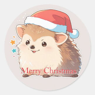 Adorable Festive Hamster Wearing Santa Hat Sticker Runt Klistermärke