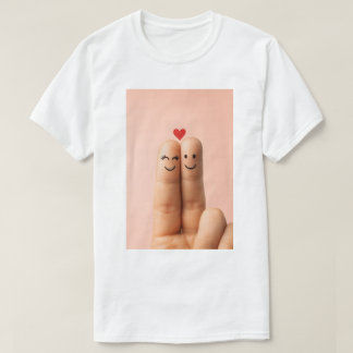 Adorable Finger Couple Art, Cute Finger Faces T Shirt
