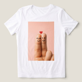 Adorable Finger Couple Art, Cute Finger Faces T Shirt