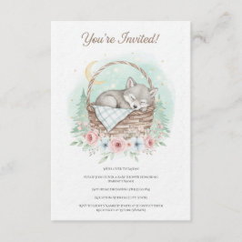 Adorable, fluffy baby wolf  Baby Shower  Inbjudningar