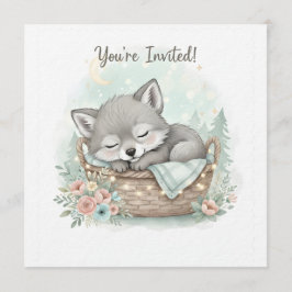 Adorable, fluffy baby wolf  Baby Shower  Inbjudningar