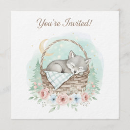 Adorable, fluffy baby wolf  Baby Shower  Inbjudningar