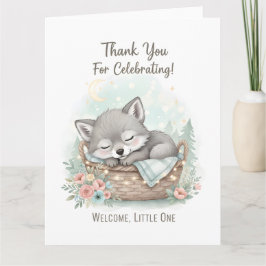 Adorable, fluffy baby wolf  Baby Shower  Tack Kort