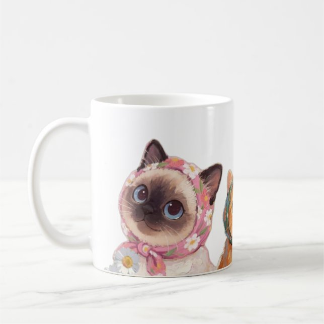 Adorable Fluffy Cat Lover Coffee Mug Kaffemugg (Vänster)