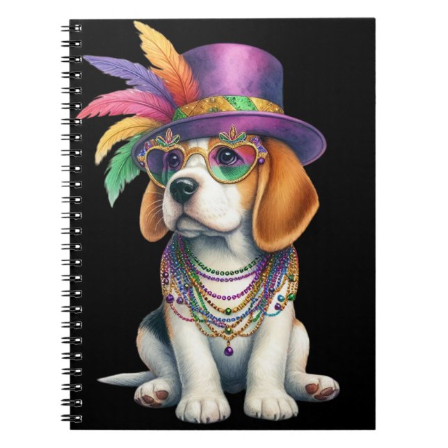 ADORABLE FLUFFY PUPPY HUND DRESSEED FOR MARDI GRAS ANTECKNINGSBOK (Framsidan)