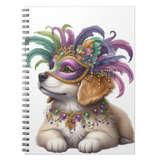 ADORABLE FLUFFY PUPPY HUND DRESSEED FOR MARDI GRAS ANTECKNINGSBOK