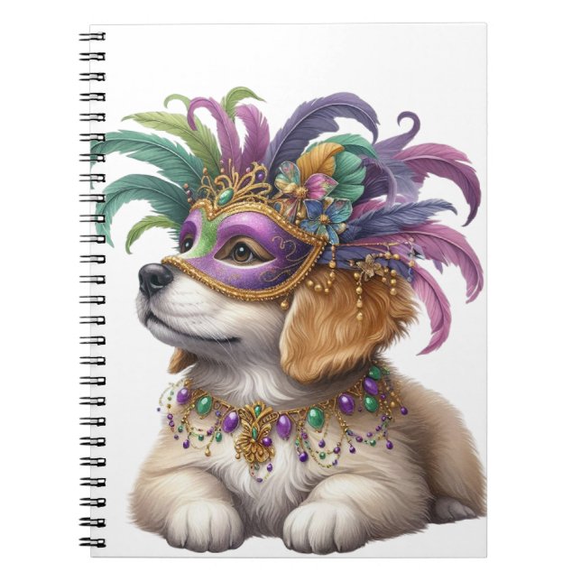 ADORABLE FLUFFY PUPPY HUND DRESSEED FOR MARDI GRAS ANTECKNINGSBOK (Framsidan)