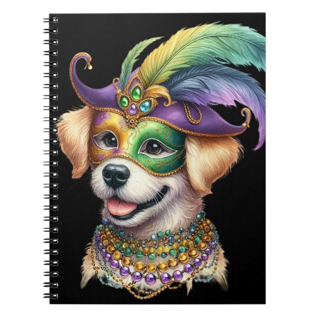 ADORABLE FLUFFY PUPPY HUND DRESSEED FOR MARDI GRAS ANTECKNINGSBOK (Framsidan)