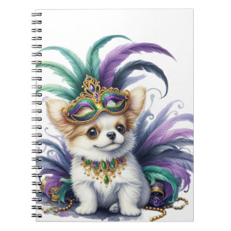 ADORABLE FLUFFY PUPPY HUND DRESSEED FOR MARDI GRAS ANTECKNINGSBOK