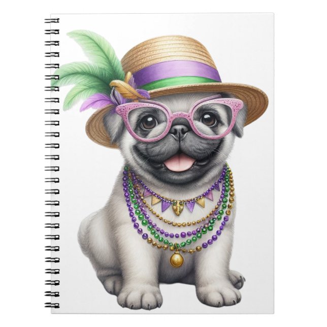 ADORABLE FLUFFY PUPPY HUND DRESSEED FOR MARDI GRAS ANTECKNINGSBOK (Framsidan)