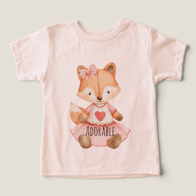 Adorable Fox Heart Animal T Shirt (Design Framsida)
