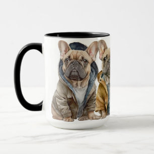 ADORABLE FRANSK BULLDOGS with SWEATERS Mugg