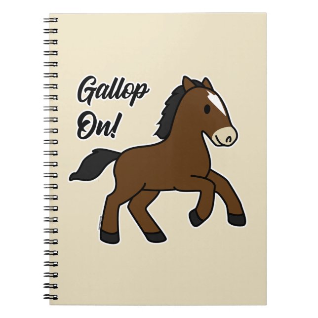 Adorable Gallop On! Happy Foal Kawaii Horse Design Anteckningsbok (Framsidan)