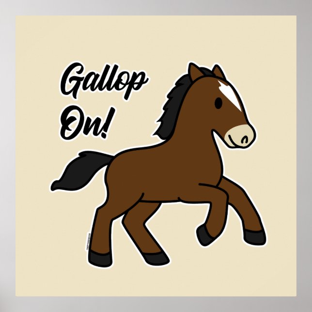Adorable Gallop On! Happy Foal Kawaii Horse Design Poster (Framsidan)