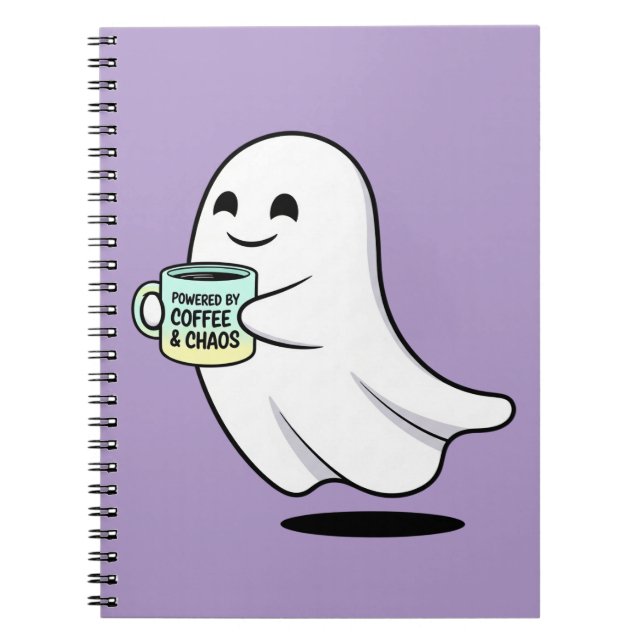 Adorable Ghost Cute Halloween Illustration Anteckningsbok (Framsidan)
