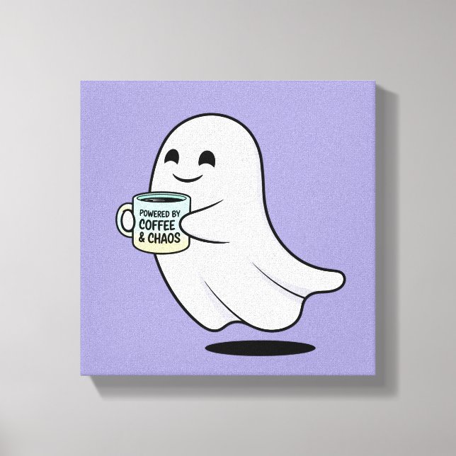 Adorable Ghost Cute Halloween Illustration Canvastryck (Framsida)
