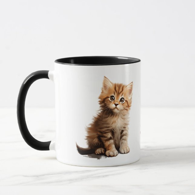 ​Adorable Ginger Kitten "Stay Pawsitive" Two-Tone  Mugg (Vänster)