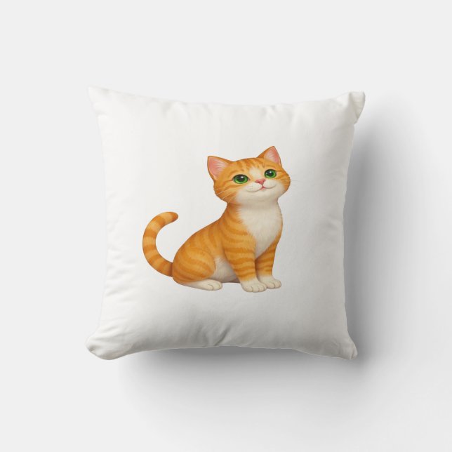 Adorable Ginger Kitten Throw Pillow Kudde (Framsida)