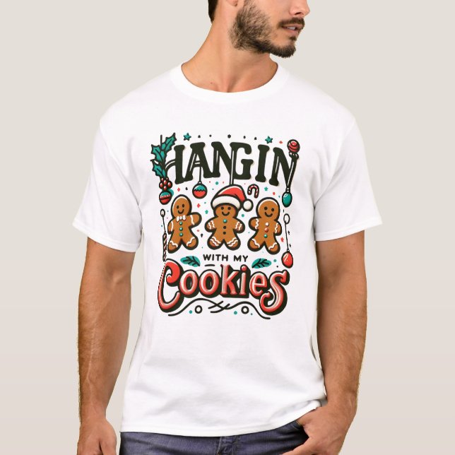 Adorable Gingerbread Christmas Graphic Holiday Art T Shirt (Framsida)