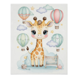 Adorable Giraffe Nursery Room Poster.  Perfect Poster