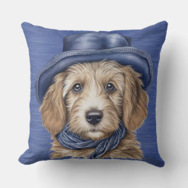 ADORABLE GOLDEN DOODLE PUPPY with BLUE HAT Kudde
