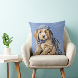 ADORABLE GOLDEN RETRIEVER PUPPY with BLUE HAT Kudde