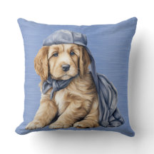 ADORABLE GOLDEN RETRIEVER PUPPY with BLUE HAT