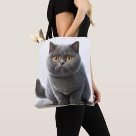 ADORABLE GRÅTT BRITISH SHORTHAIR TECKNAD CAT TYGKASSE