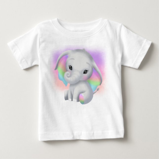 ADORABLE GRÅTT ELEPHANT with FLORFUL ÖRON T Shirt (Framsida)