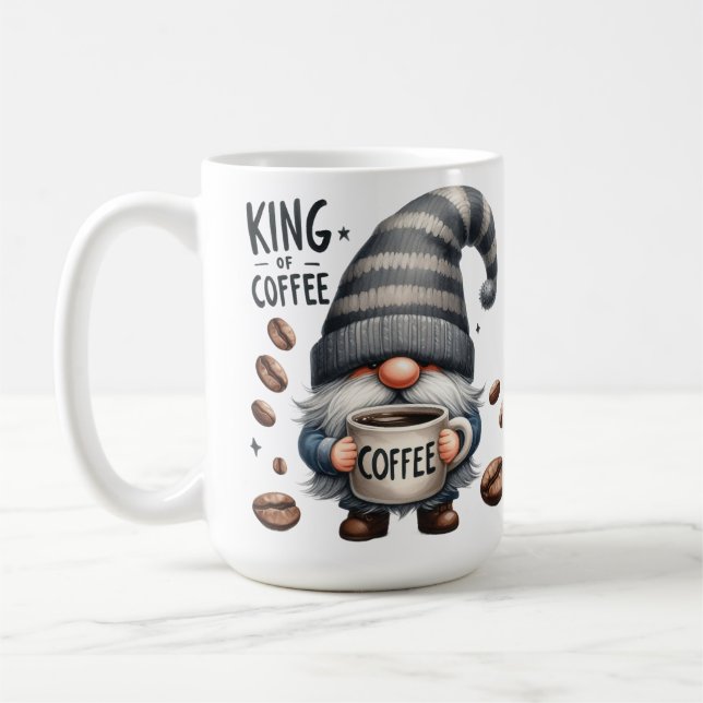 ADORABLE GRÅTT GNOME CUTE COFFEE SAYING KAFFEMUGG (Vänster)