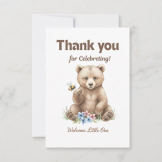Adorable,  grizzly bear cub  Baby Shower  Tack Kort