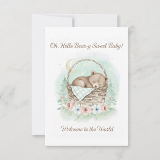 Adorable,  grizzly bear cub  Baby Shower  Tack Kort