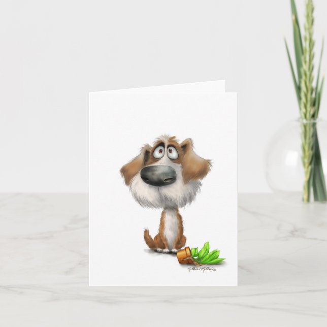 Adorable Guilty Shaggy Dog Cartoon Kort (Framsida)