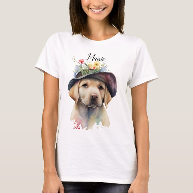 ADORABLE GULT LABRADOR RETRIEVER PUPPY T SHIRT (Framsida)