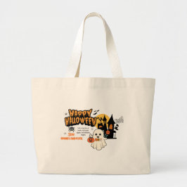 Adorable Halloween Bag – Girl Holding Pumpkin Jumbo Tygkasse