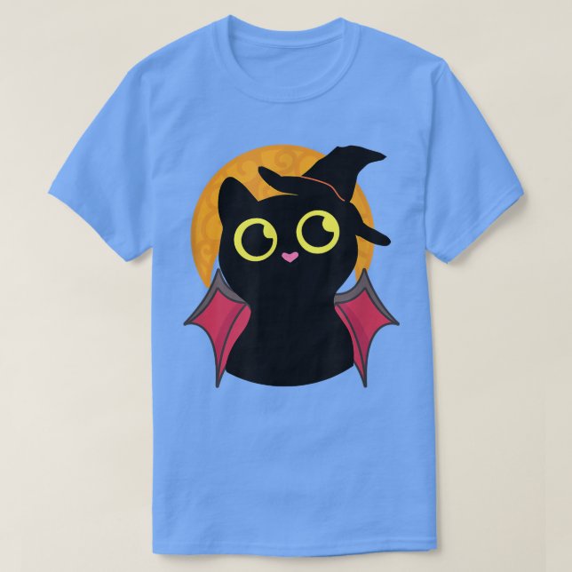 Adorable Halloween Black Cat Costume Witch Hat &Mo T Shirt (Design framsida)