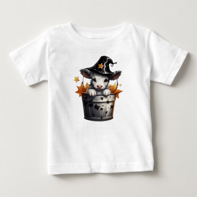 ADORABLE HALLOWEEN COW IN A BUCKET T SHIRT (Framsida)