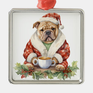 ADORABLE HELGDAG CHRISTMAS BULLDOG HUND JULGRANSPRYDNAD METALL